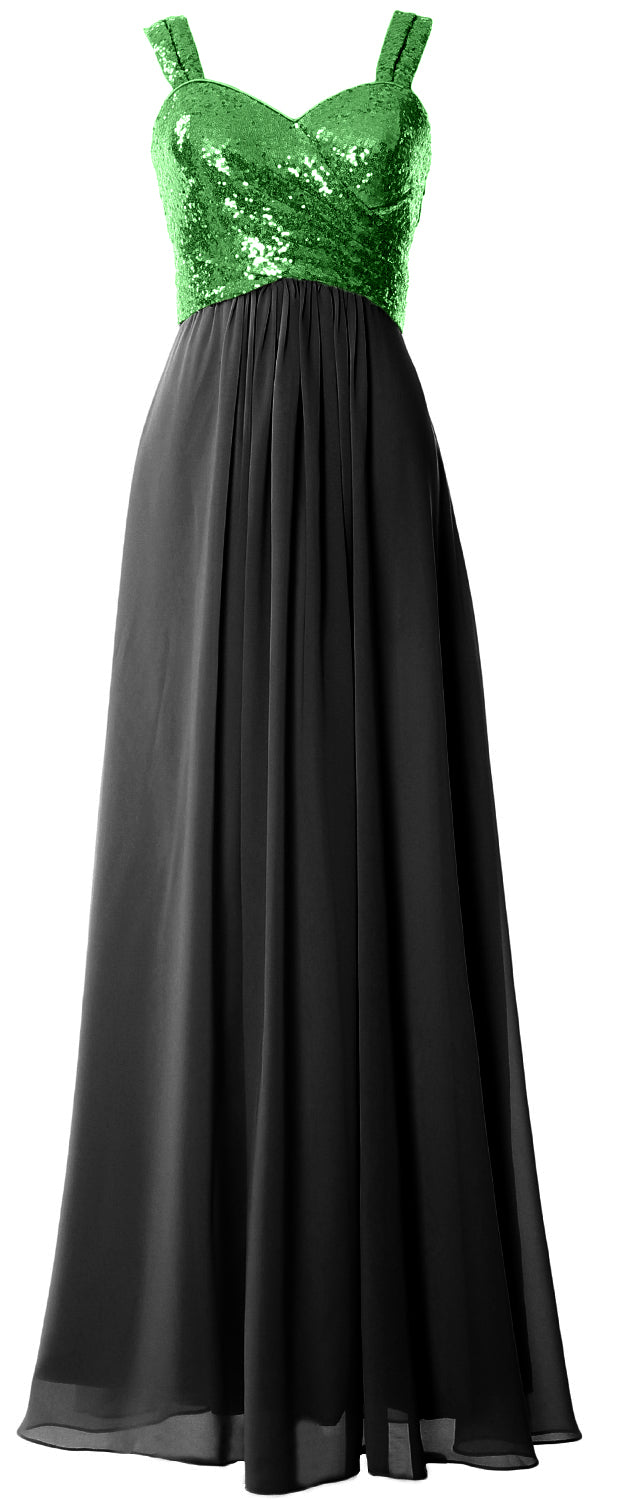 MACloth Women Sequin Chiffon Long Bridesmaid Dress Cowl Back