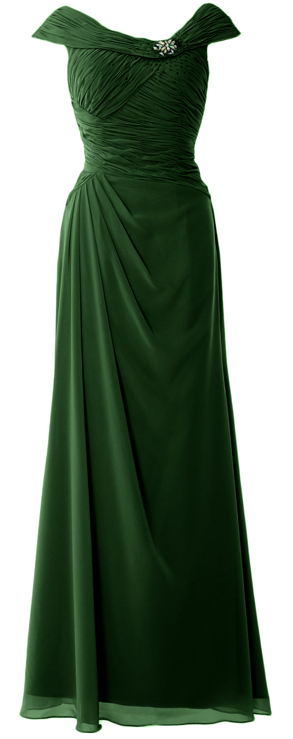 MACloth Women Cap Sleeves Boat Neck Formal Gown Long Mother of the Bride Dress
