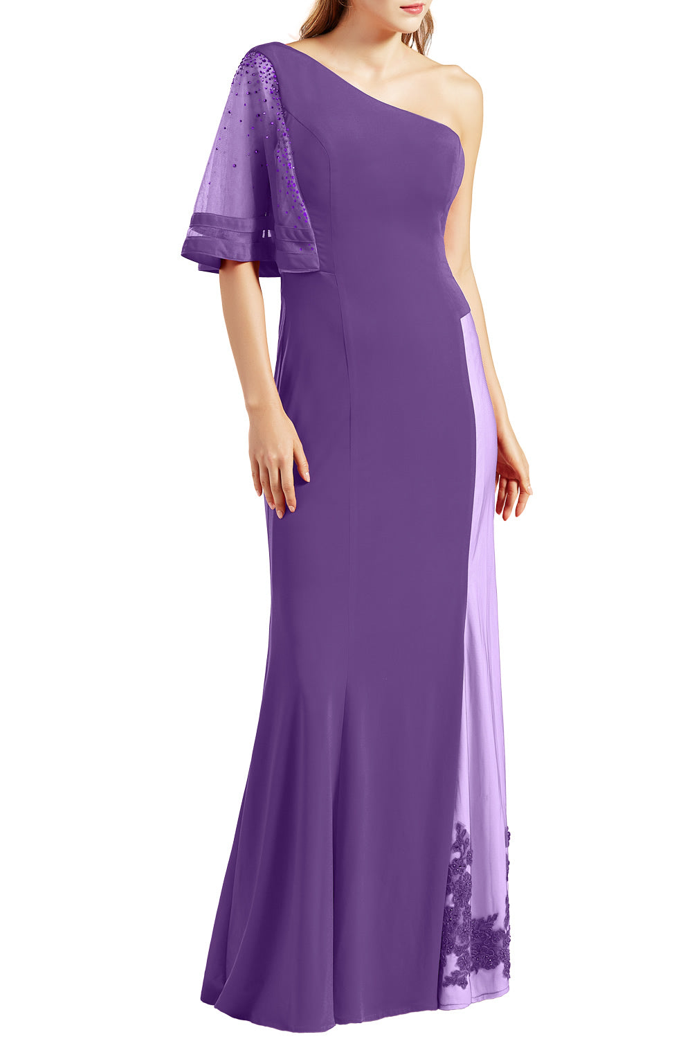 MACloth Women One Shoulder Prom Evening Gown Long Jersey Formal Party Dresses