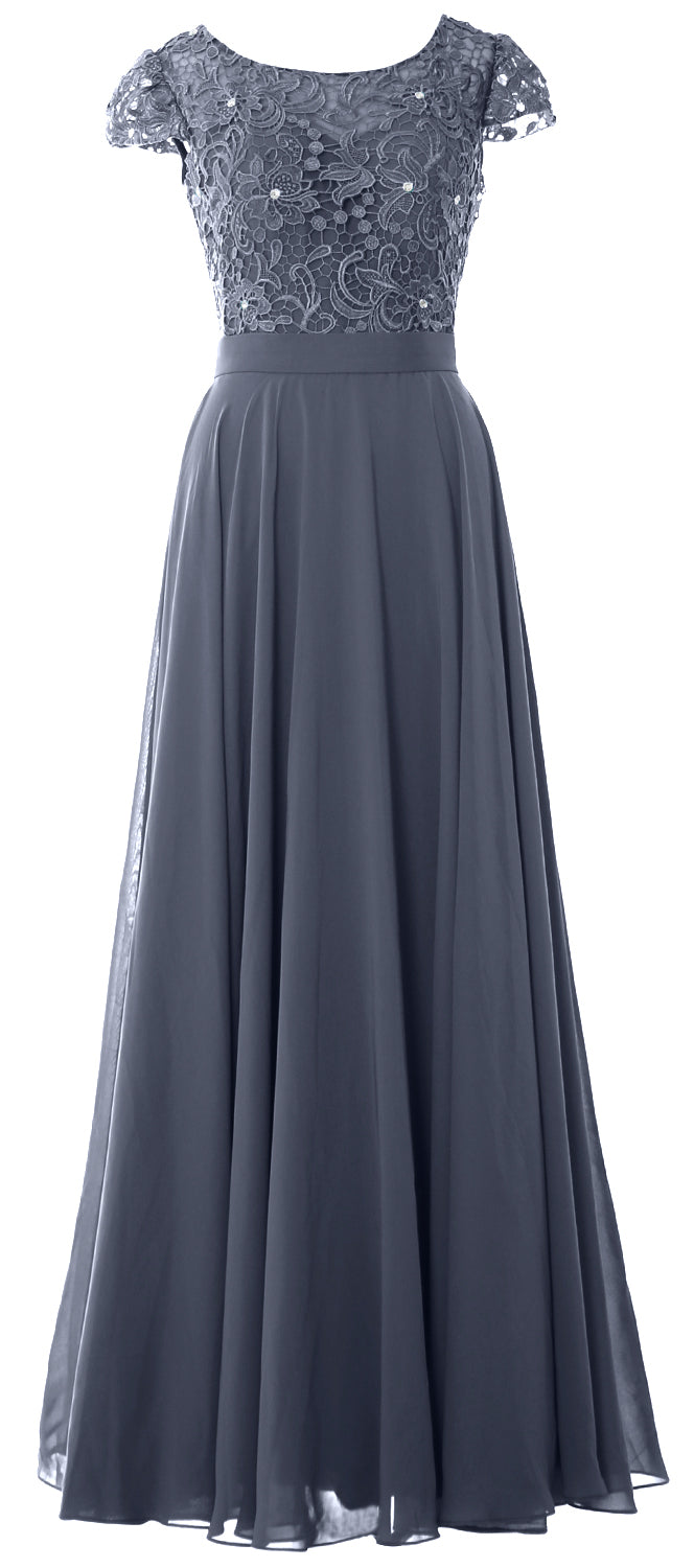 MACloth Damen Kleider für die Brautmutter mit Flügelärmeln, für Hochzeit, Brautjungfer, Probe