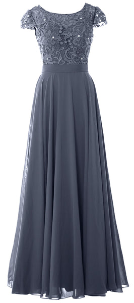 MACloth Women Mother of Bride Dresses Cap Sleeves Wedding Bridesmaid Rehearsal