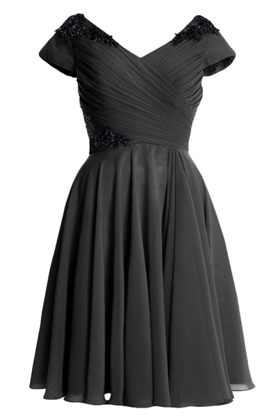 MACloth Women Mother of Bride Groom Dresses Short Cap Sleeve Bridesmaid BD MoH