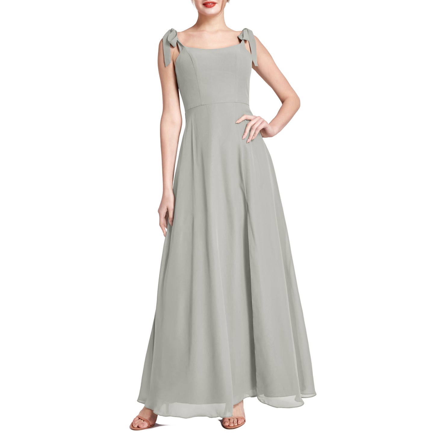 MACloth Damen Chiffon A-Linie Langes, hübsches Brautjungfernkleid für Hochzeit