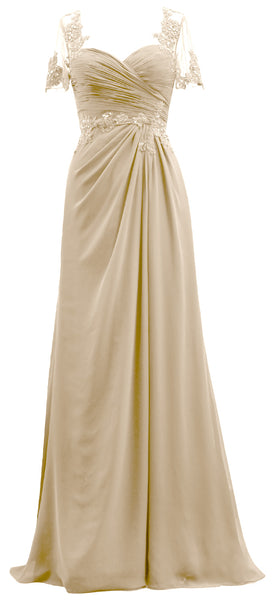 MACloth Women Short Sleeves Lace Formal Evening Gown Maxi Mother of Bride Dress