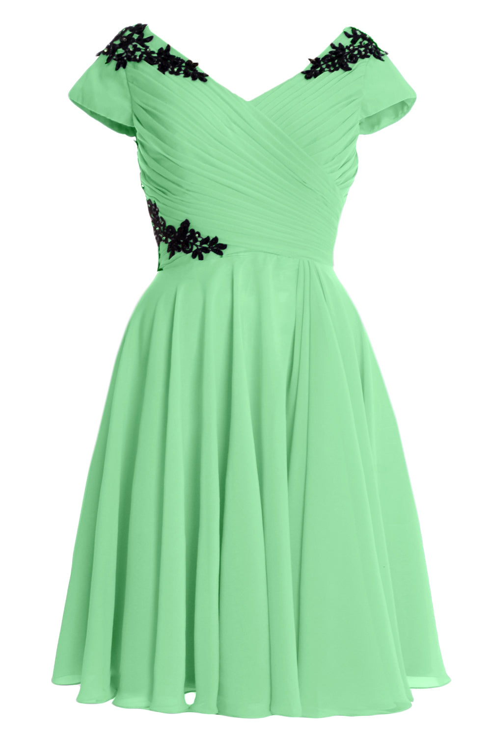 MACloth Damen Kleider für die Brautmutter und den Bräutigam, kurz, Flügelärmel, Brautjungfer, BD MoH