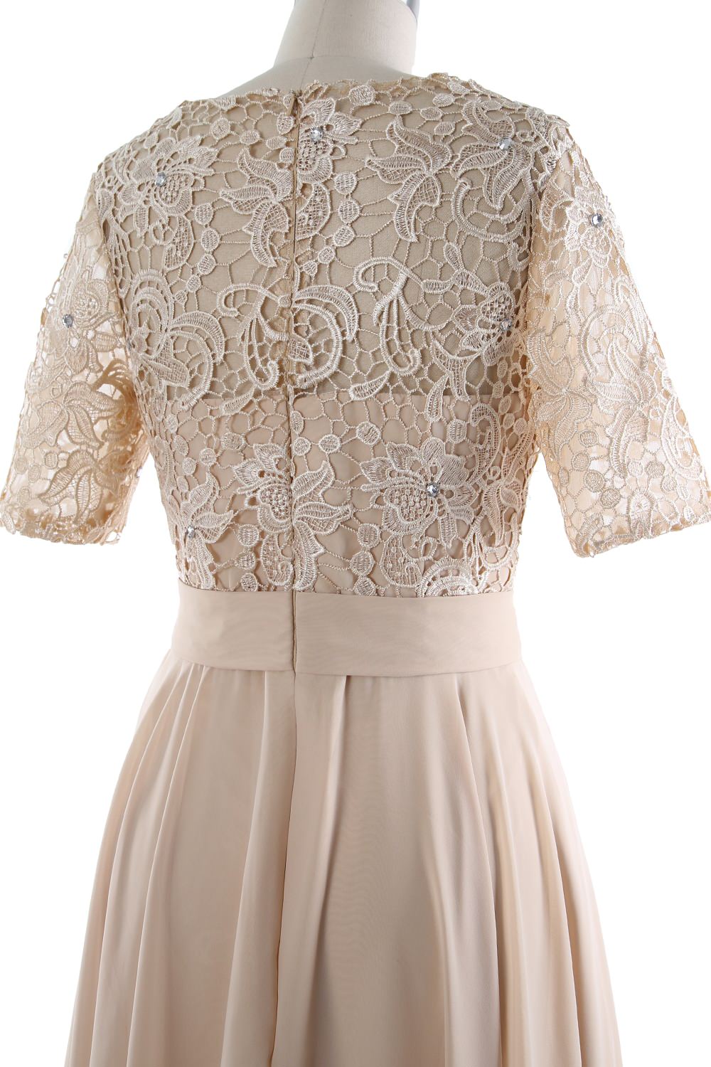 MACloth Women Short Mother Bride Dresses Half Sleeve Wedding Guest Dinner Lace