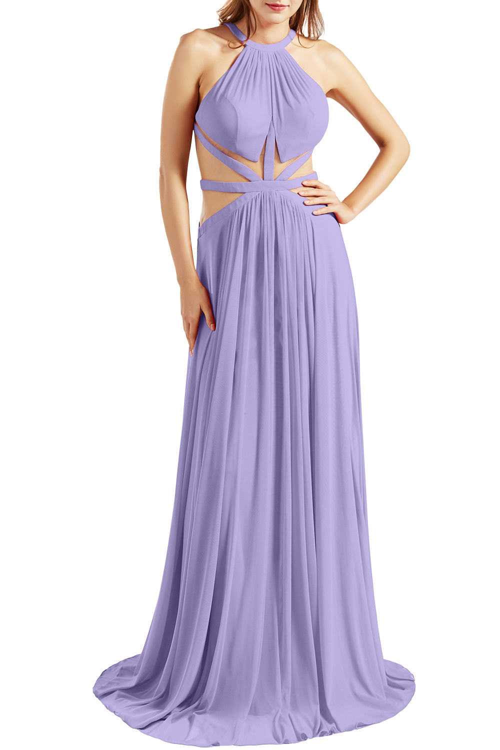 MACloth Damen Neckholder-Ballkleid mit Ausschnitt, formelles Abendkleid für Hochzeit, Party, Ballkleid