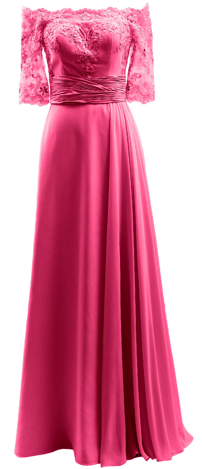MACloth Damen-Kleid für die Brautmutter, schulterfrei, Spitze, lang, formelles Abendkleid