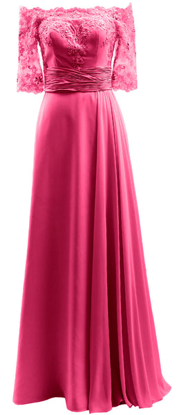 MACloth Women Mother of Bride Dresses Off Shoulder Lace Long Formal Evening Gown