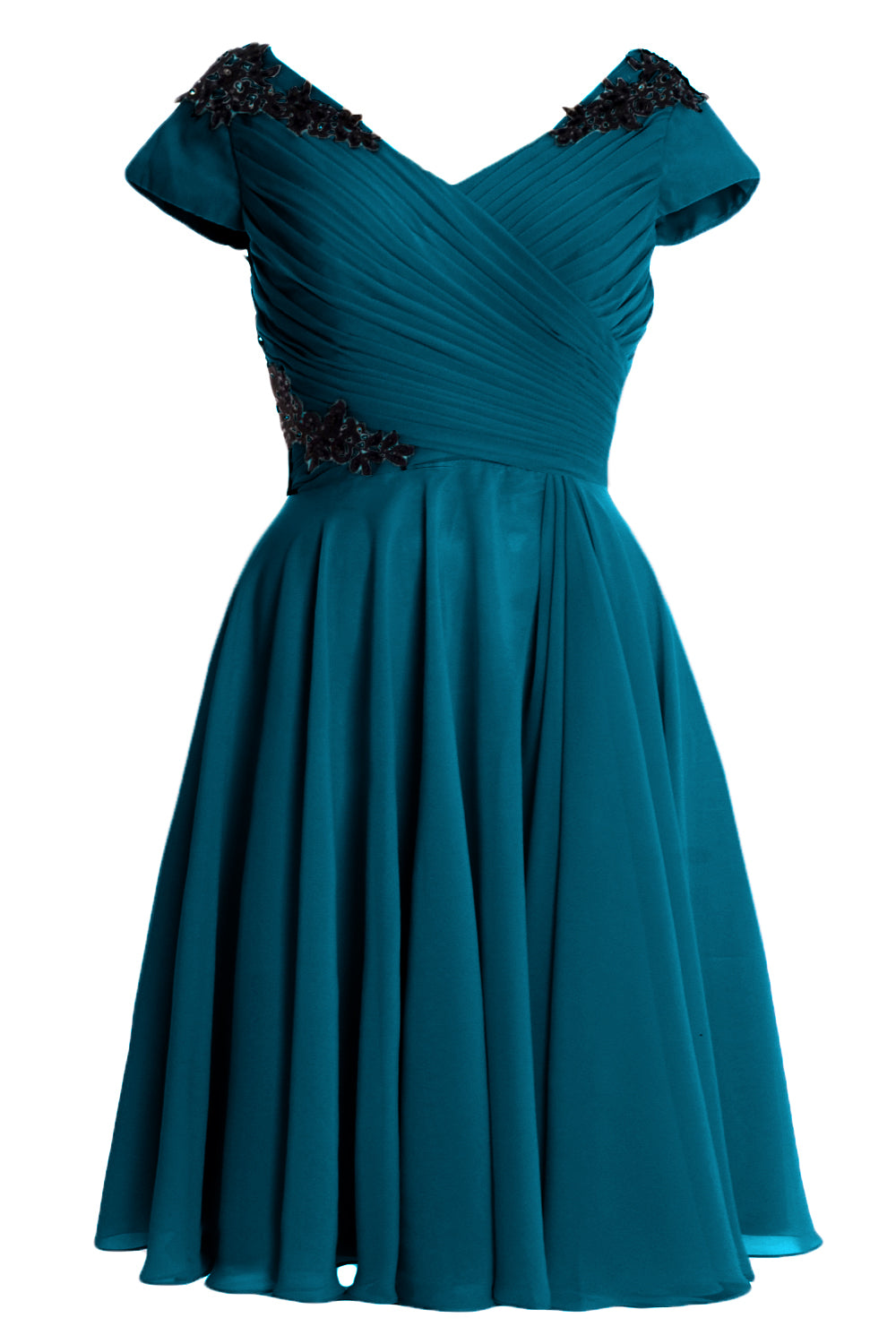 MACloth Damen Kleider für die Brautmutter und den Bräutigam, kurz, Flügelärmel, Brautjungfer, BD MoH