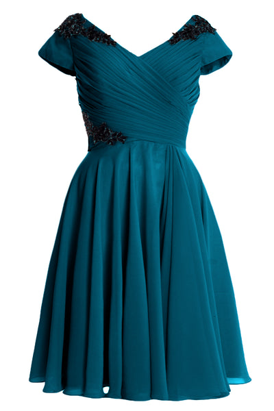 MACloth Women Mother of Bride Groom Dresses Short Cap Sleeve Bridesmaid BD MoH