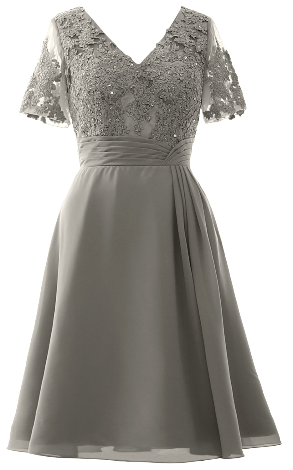 MACloth Frauen Knielange Mutter der Braut Kleider Kurze Ärmel Hochzeit