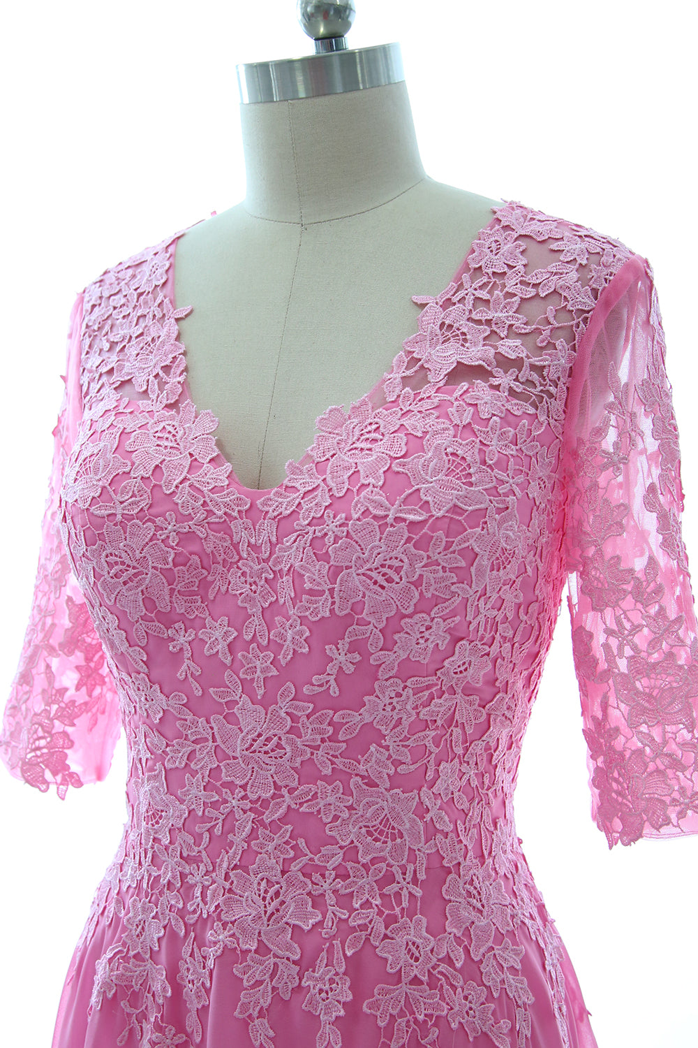 MACloth Vestido largo maxi para madre de la novia, manga corta, encaje, escote en V, vestido de noche