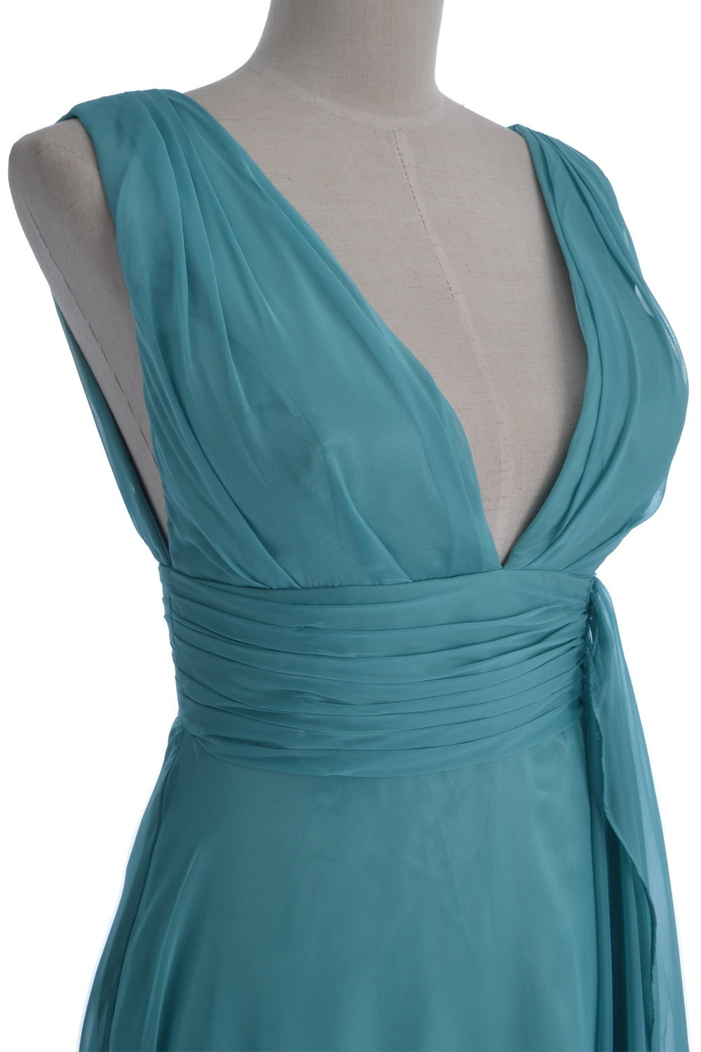 MACloth Women V Neck Long Chiffon Wedding Party Guest Bridesmaid Dress Prom Gown