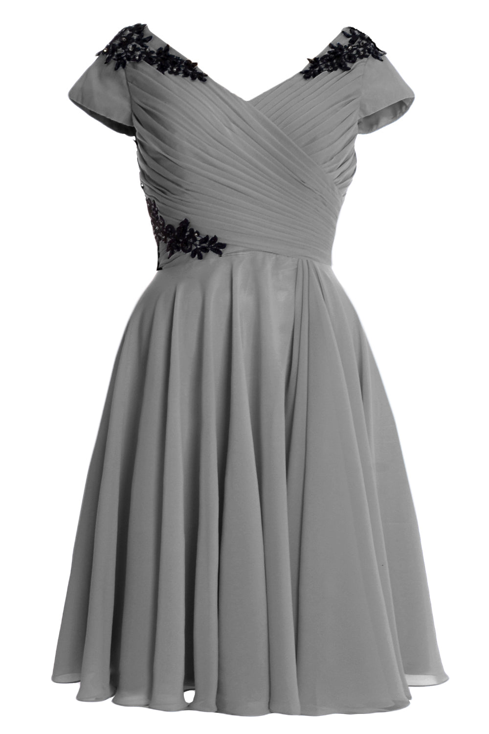 MACloth Damen Kleider für die Brautmutter und den Bräutigam, kurz, Flügelärmel, Brautjungfer, BD MoH