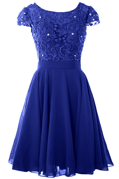 MACloth Women Short Cap Sleeve Lace Wedding Bridesmaid Mother Dresses Homecoming