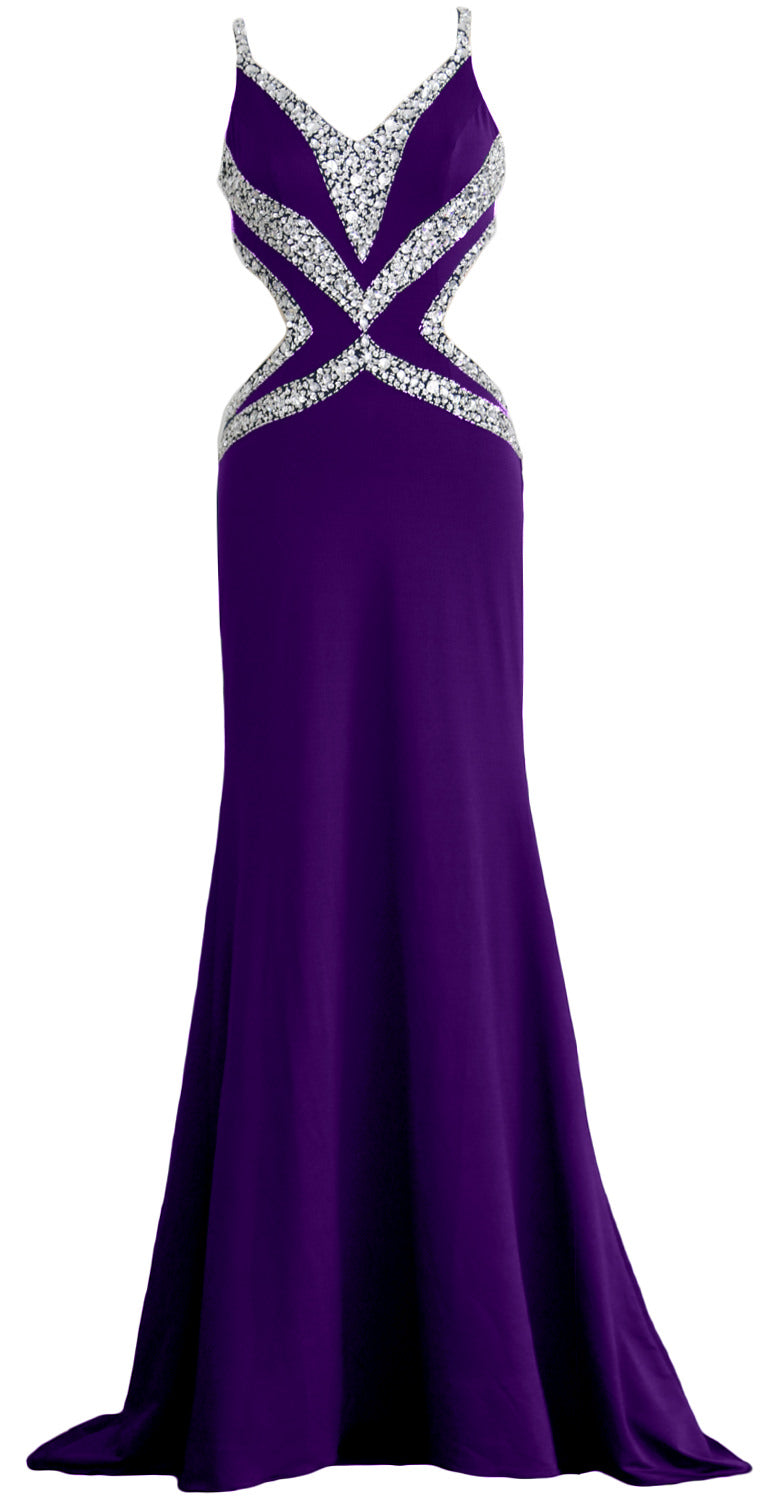 MACloth Damen-Kleid, lang, V-Ausschnitt, sexy, Meerjungfrau, Abschlussball, Partykleid, formelles Abendkleid