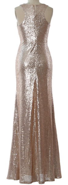 MACloth Sequin V Neck Wrap Maix Bridesmaid Dresses Evening Military Ball Gown