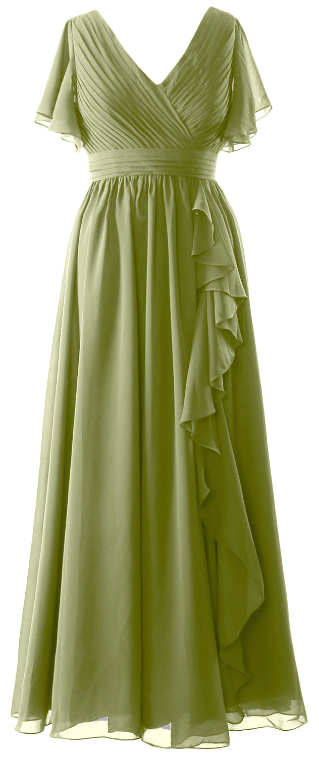 Vestidos de novia de MACloth con escote en V y mangas largas, vestido formal de boda