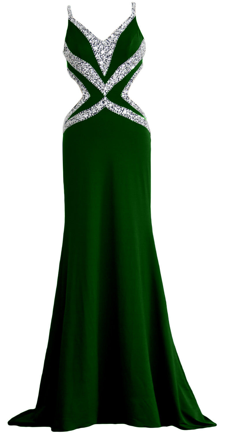 MACloth Damen-Kleid, lang, V-Ausschnitt, sexy, Meerjungfrau, Abschlussball, Partykleid, formelles Abendkleid
