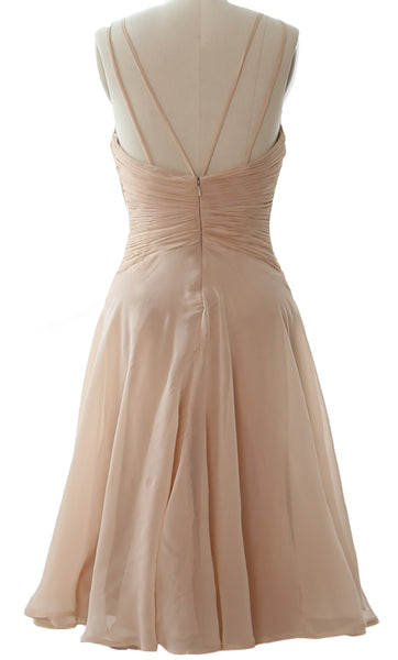 MACloth Elegant Illusion Short Cocktail Dress Chiffon Wedding Party Formal Gown