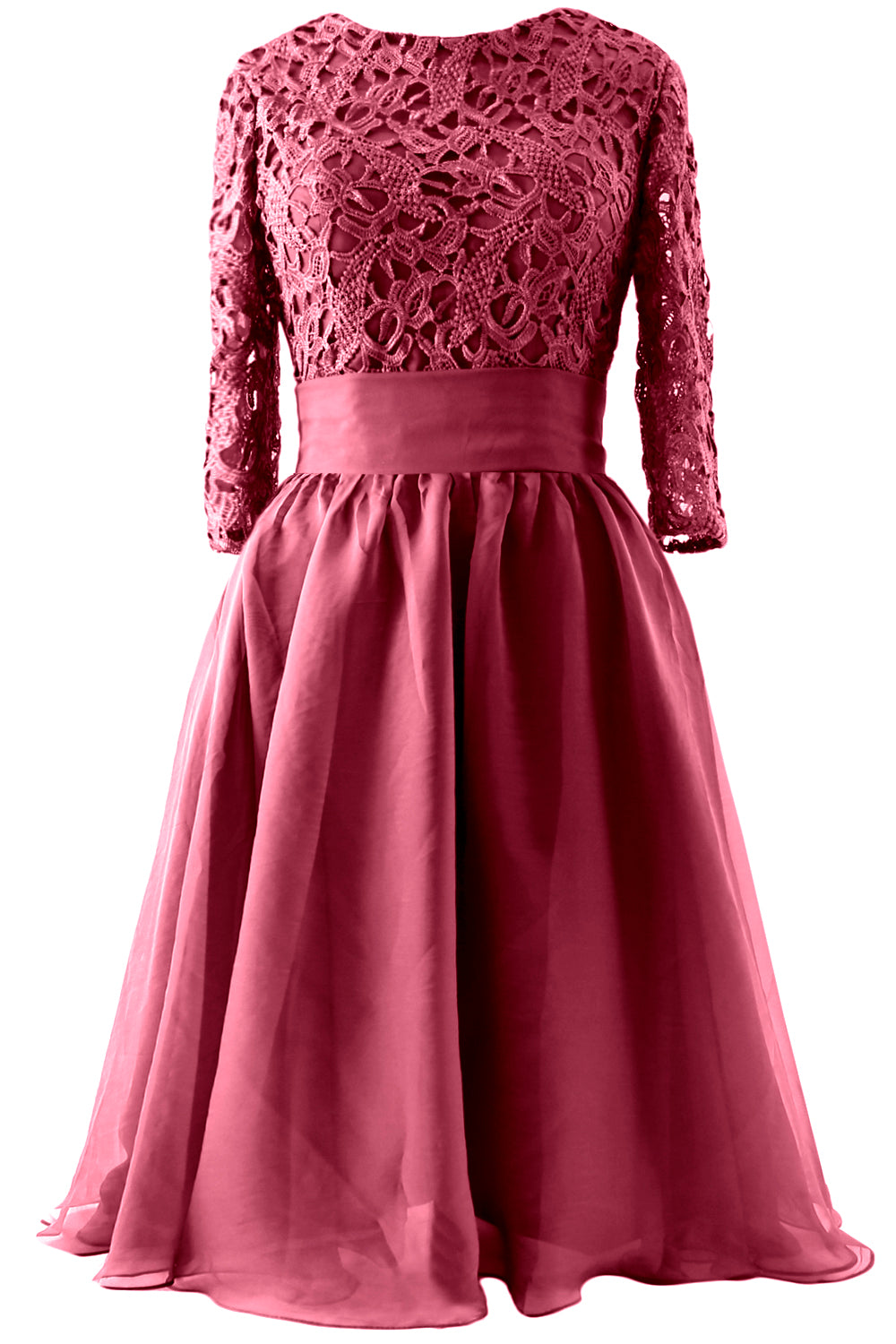 MACloth Women 3/4 Sleeve Lace Short Mother of Bride Dress Formal Evening Gown