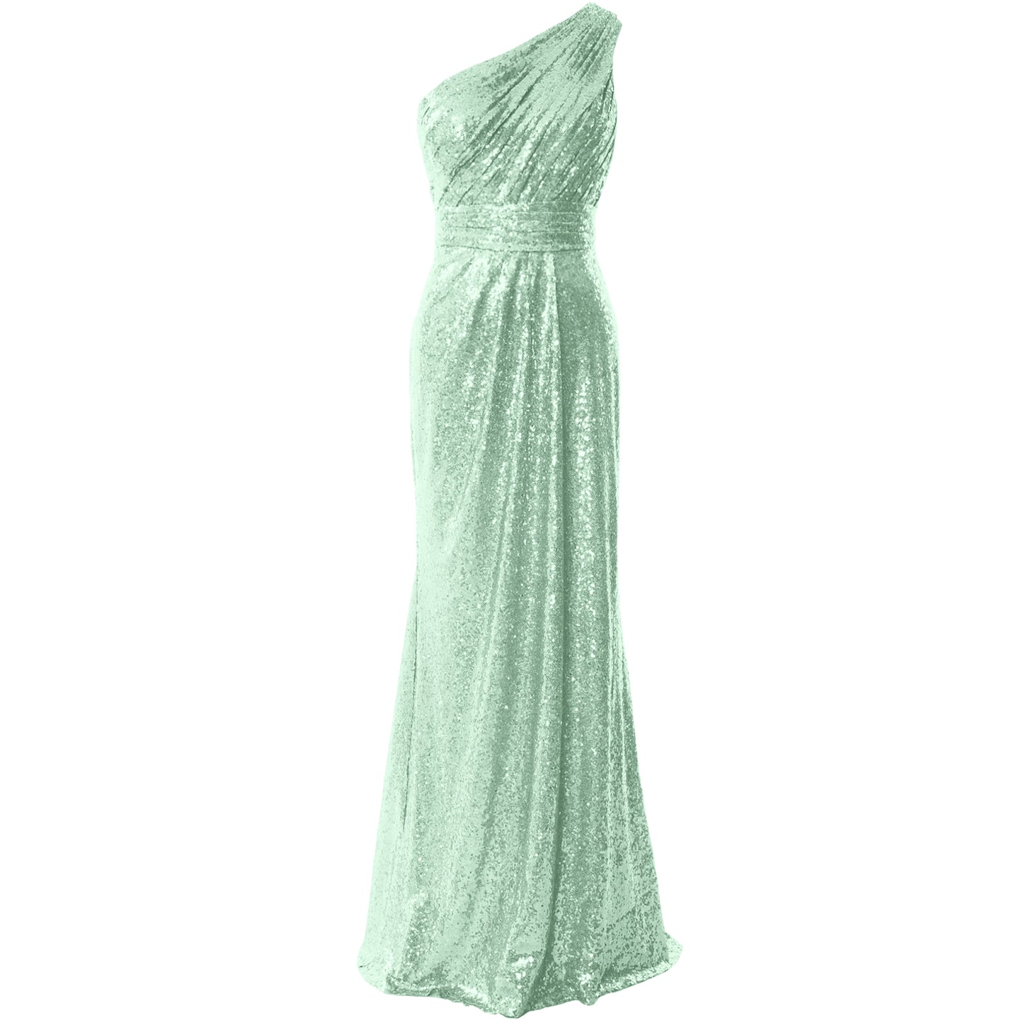 MACloth Damen Brautjungfernkleider One-Shoulder Pailletten Langes formelles Kleid Braut