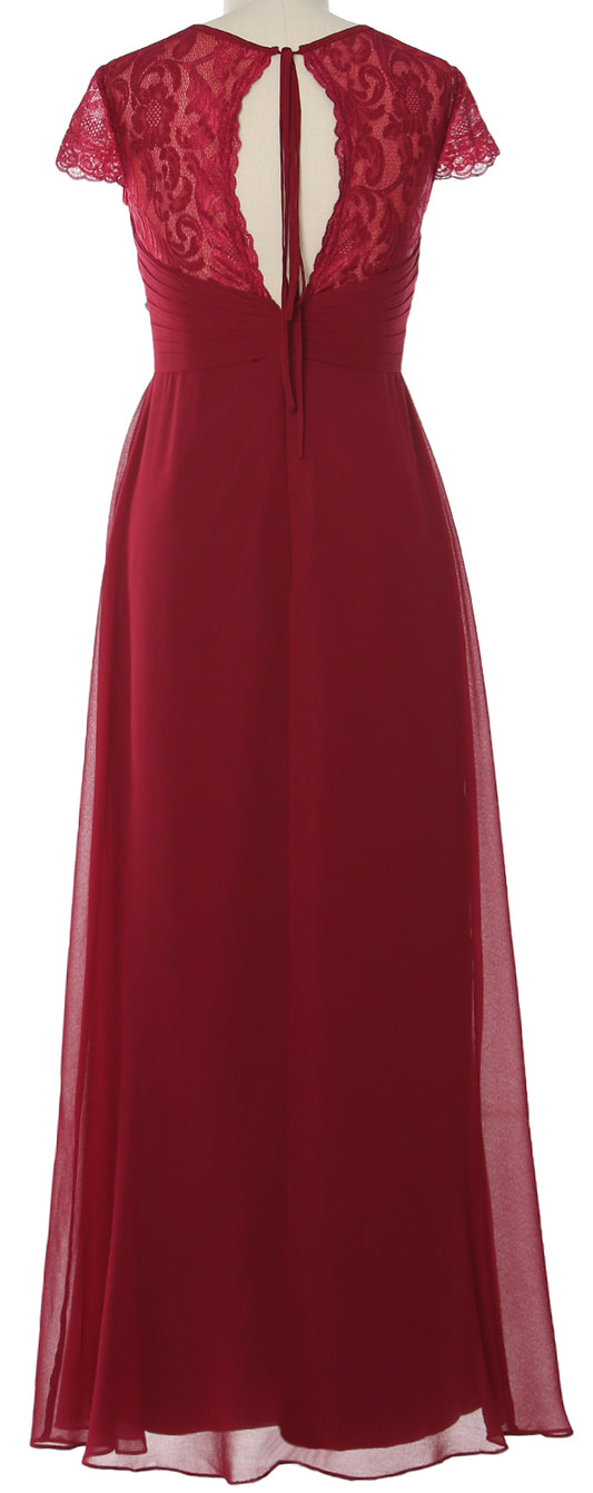 MACloth Elegant Cap Sleeves Long Bridesmaid Dress 2018 Evening Formal Gown