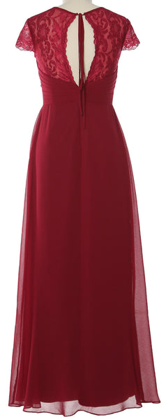 MACloth Elegant Cap Sleeves Long Bridesmaid Dress 2018 Evening Formal Gown
