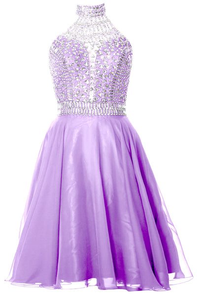 MACloth Gorgeous Halter Prom Homecoming Dress High Neck Cocktail Formal Gown