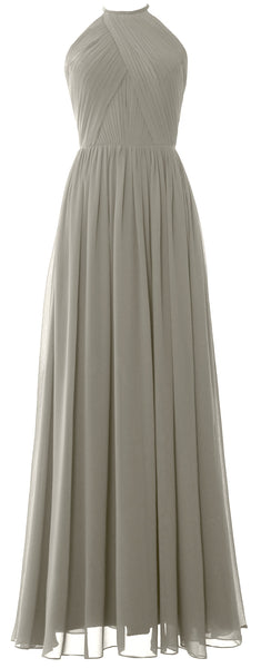 MACLoth Halter Long Bridesmaid Dresses Wedding Formal Evening Gown MoH