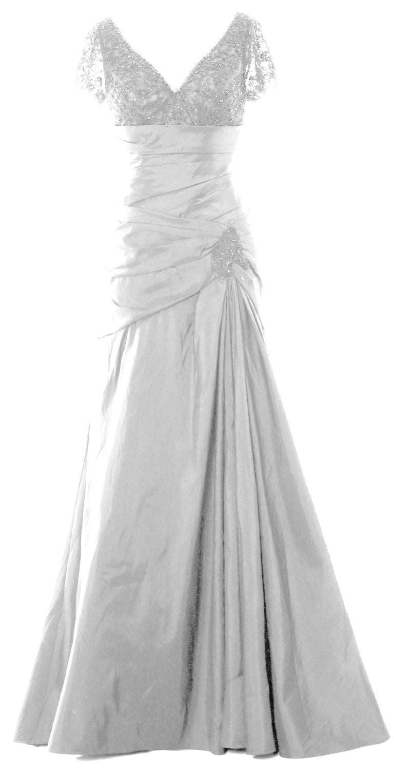 MACloth Mother of Bride Dresses Mermaid Short Sleeves Evening Party Formal Gown