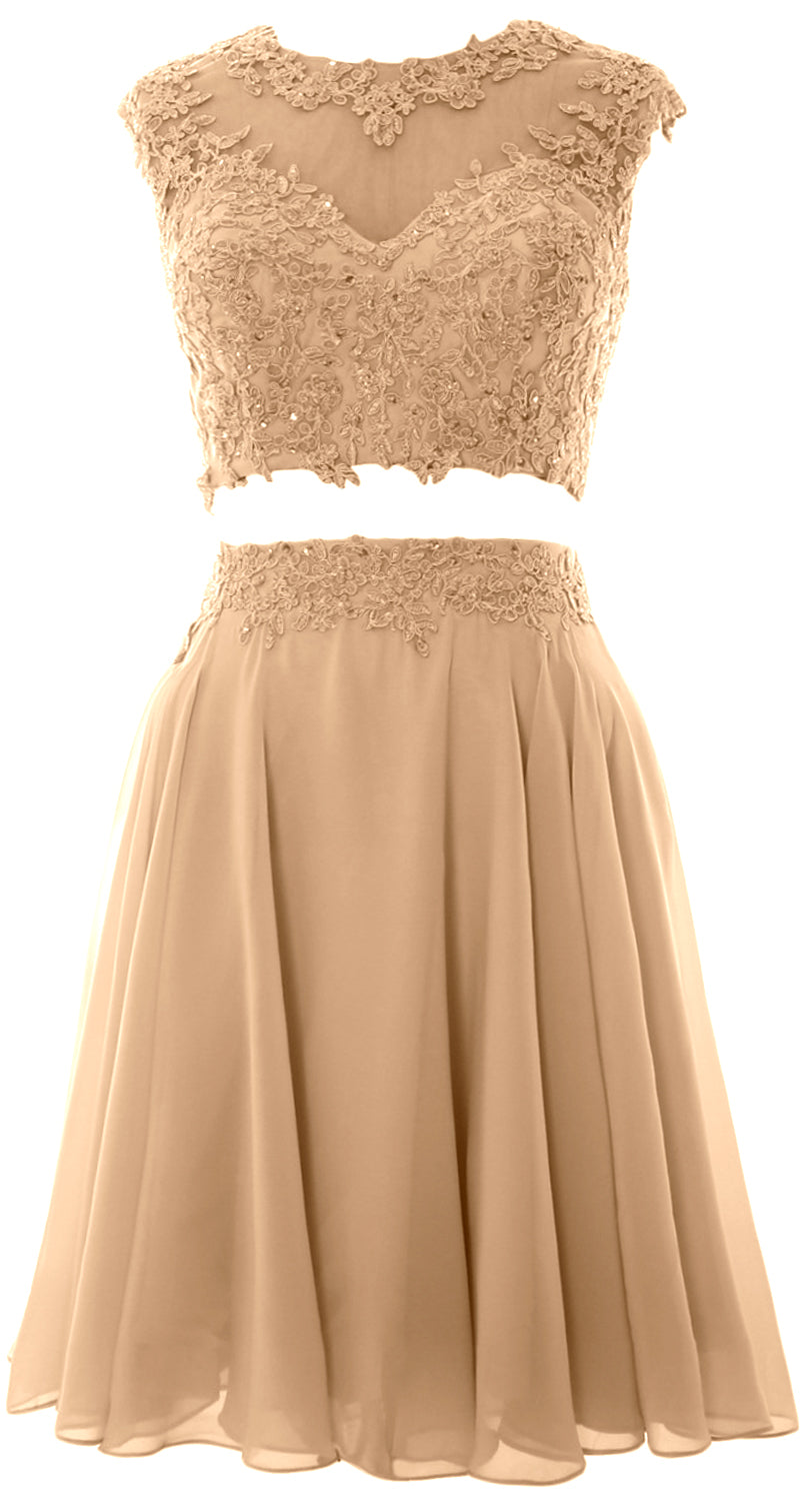 Vestido de fiesta de boda de encaje de 2 piezas estilo vintage para mujer de MACloth