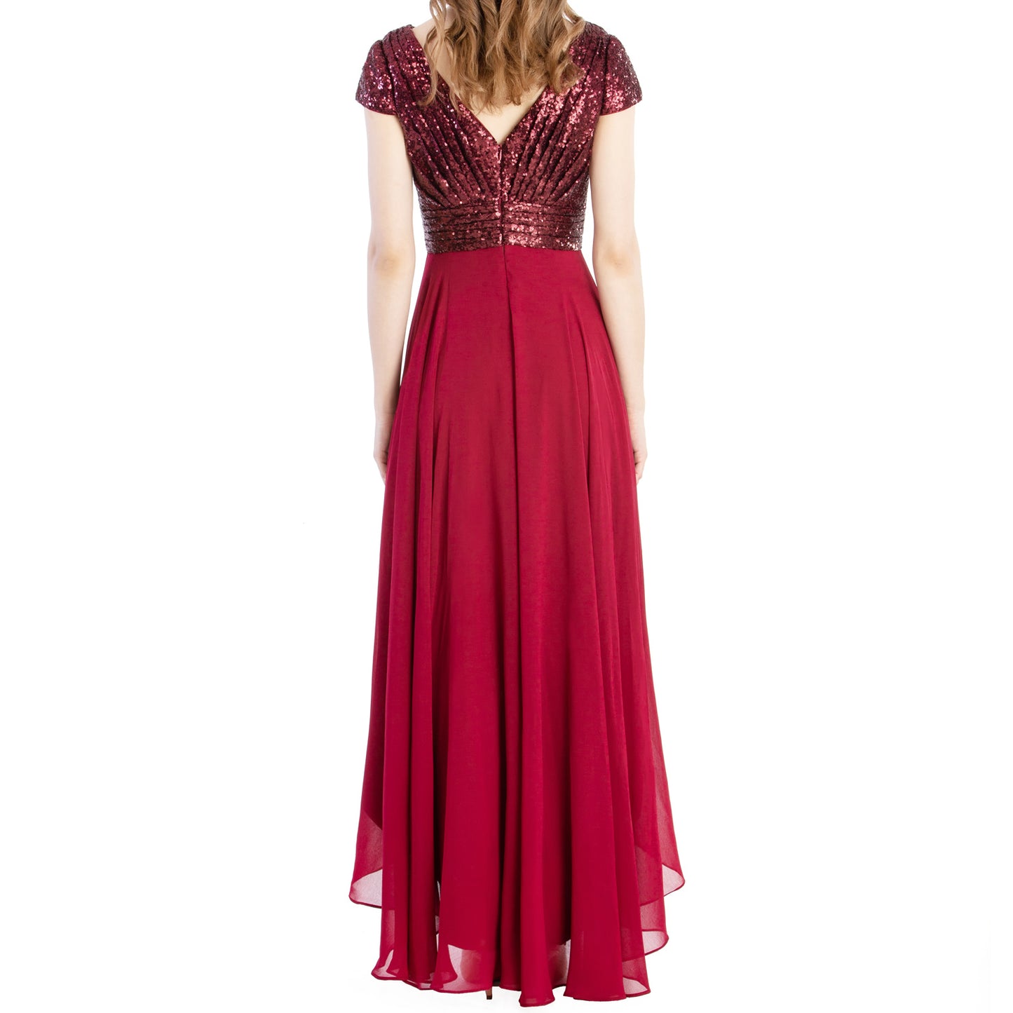 Vestidos de novia de MACloth con mangas cortas y lentejuelas, vestido formal de boda