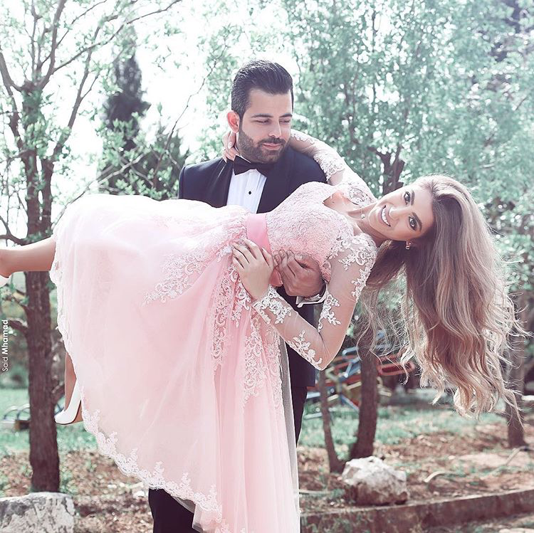 Vestido de cóctel de tul con encaje y escote en V y mangas largas de MACloth, vestido de fiesta corto rosa