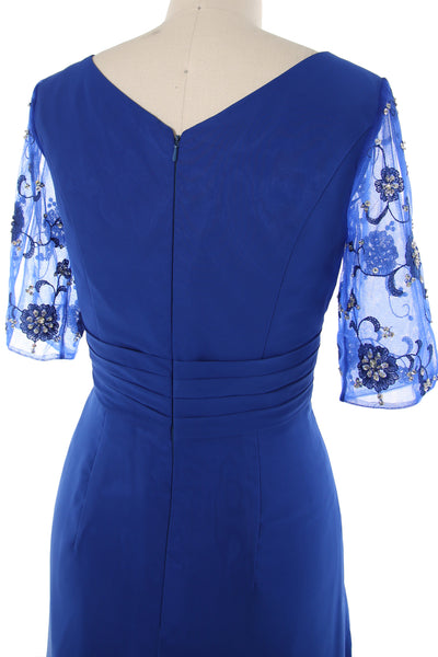 MACloth Mother of Bride Short Dresses Half Sleeves V Neck Cocktail