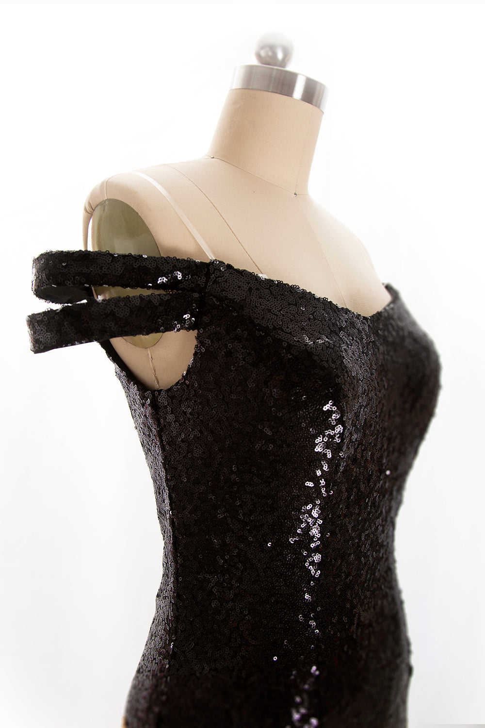 MACloth Damen-Kleid, schulterfrei, figurbetont, Pailletten, Cocktailparty, Mini, Clubwear