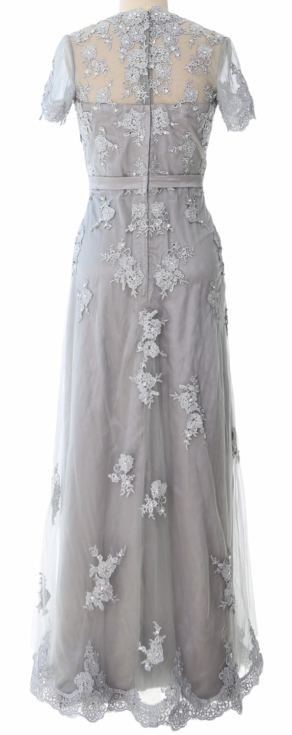 MACloth Damen Kleider für die Brautmutter, kurze Ärmel, Spitze, formelles Abendkleid