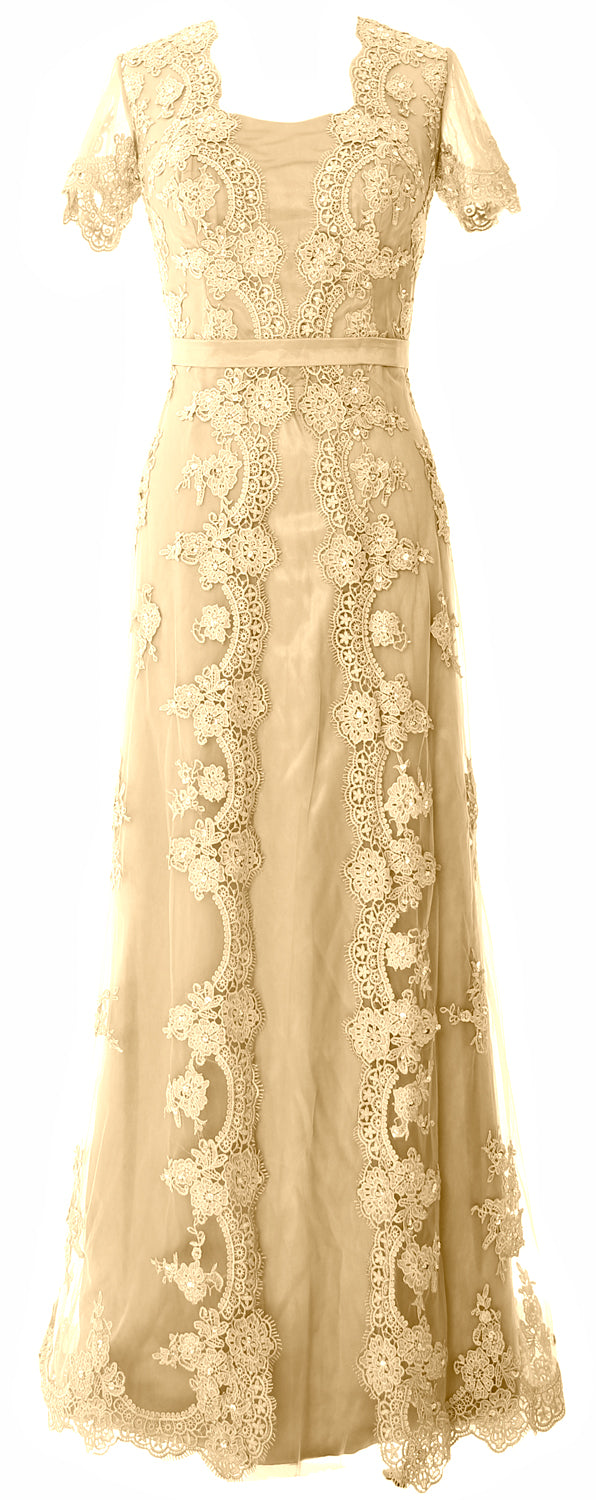 MACloth Damen Kleider für die Brautmutter, kurze Ärmel, Spitze, formelles Abendkleid