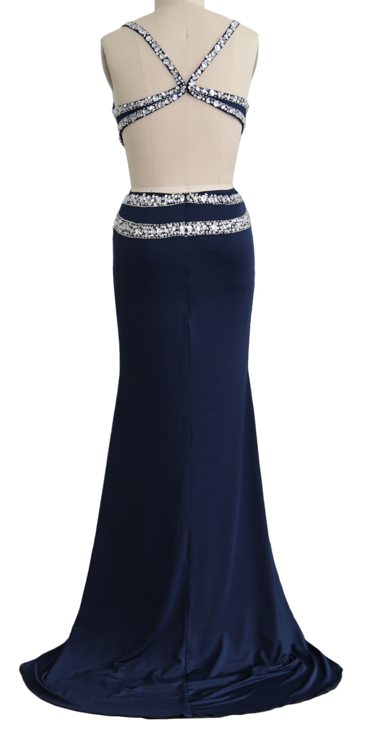 MACloth Damen-Kleid, lang, V-Ausschnitt, sexy, Meerjungfrau, Abschlussball, Partykleid, formelles Abendkleid