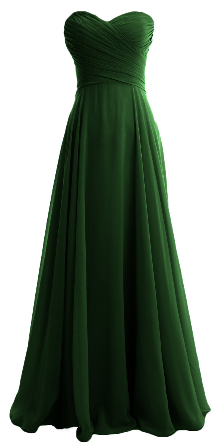 MACloth Women Sweetheart Chiffon A Line Long Bridesmaid Dresses Wedding Maxi