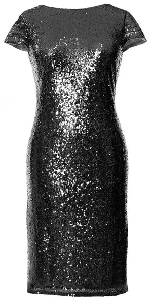 MACloth Elegant Cap Sleeves Short Bridesmaid Dress Sequin Wedding Formal Gown