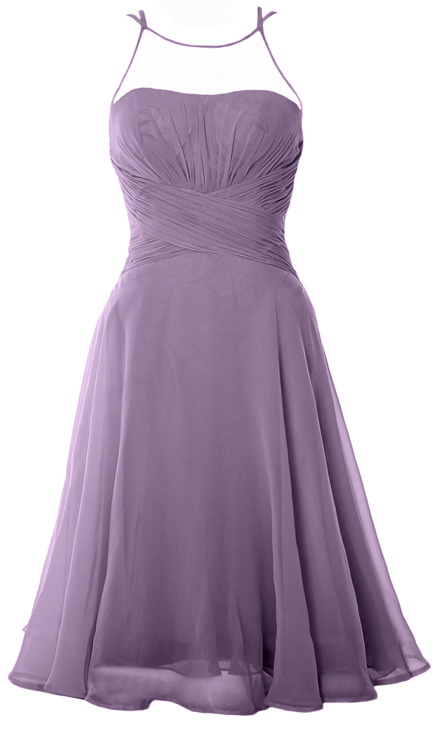 Vestido de cóctel corto elegante con ilusión de MACloth, vestido formal de gasa para boda o fiesta