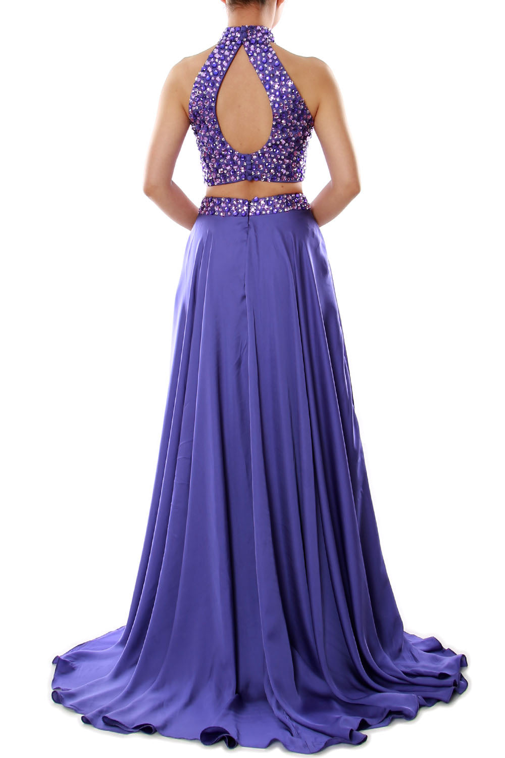 Macloth Women Two Piece Prom Dress High Neck Chiffon Long Formal Evening Gown Green / Above Knee / Custom Size Macloth Women Two Piece Prom Dress High Neck Chiffon Long Formal Evening Gown Green / Above Knee / Custom Size