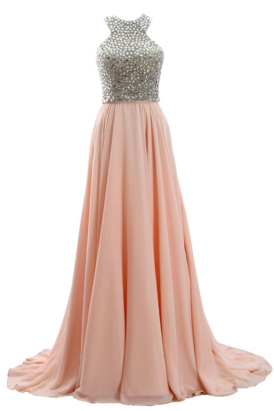 MACloth Women Two Piece Beaded Formal Evening Gown 2019 Chiffon Long Prom Dress