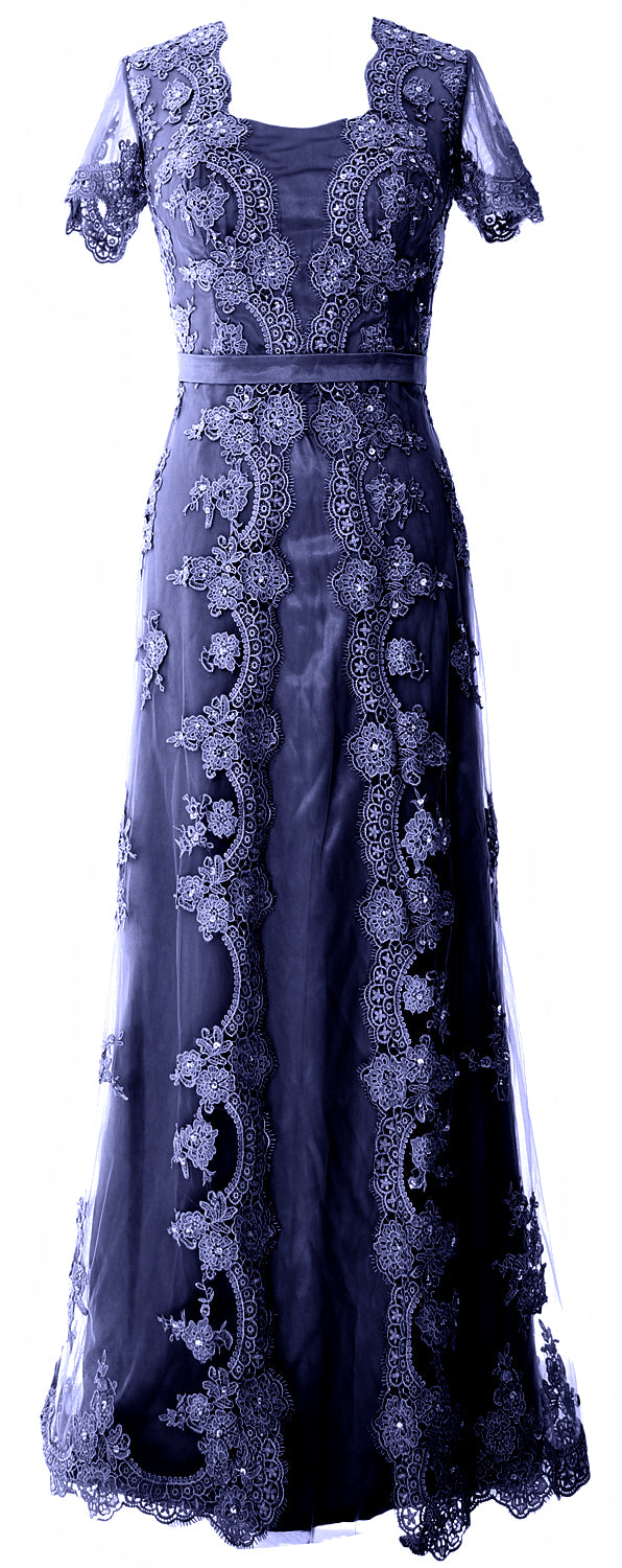 MACloth Damen Kleider für die Brautmutter, kurze Ärmel, Spitze, formelles Abendkleid