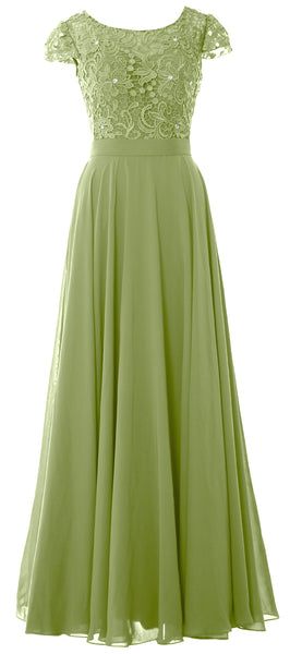 MACloth Women Mother of Bride Dresses Cap Sleeves Wedding Bridesmaid Rehearsal