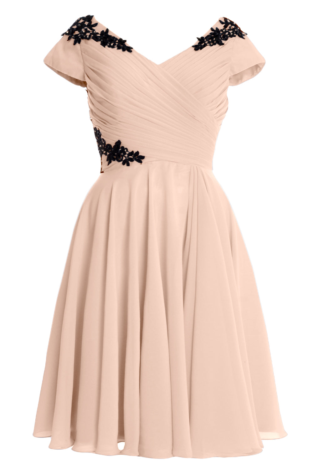 MACloth Damen Kleider für die Brautmutter und den Bräutigam, kurz, Flügelärmel, Brautjungfer, BD MoH