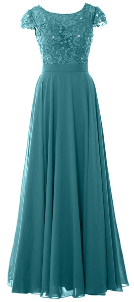 MACloth Women Mother of Bride Dresses Cap Sleeves Wedding Bridesmaid Rehearsal