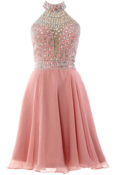 MACloth Gorgeous Halter Prom Homecoming Dress High Neck Cocktail Formal Gown